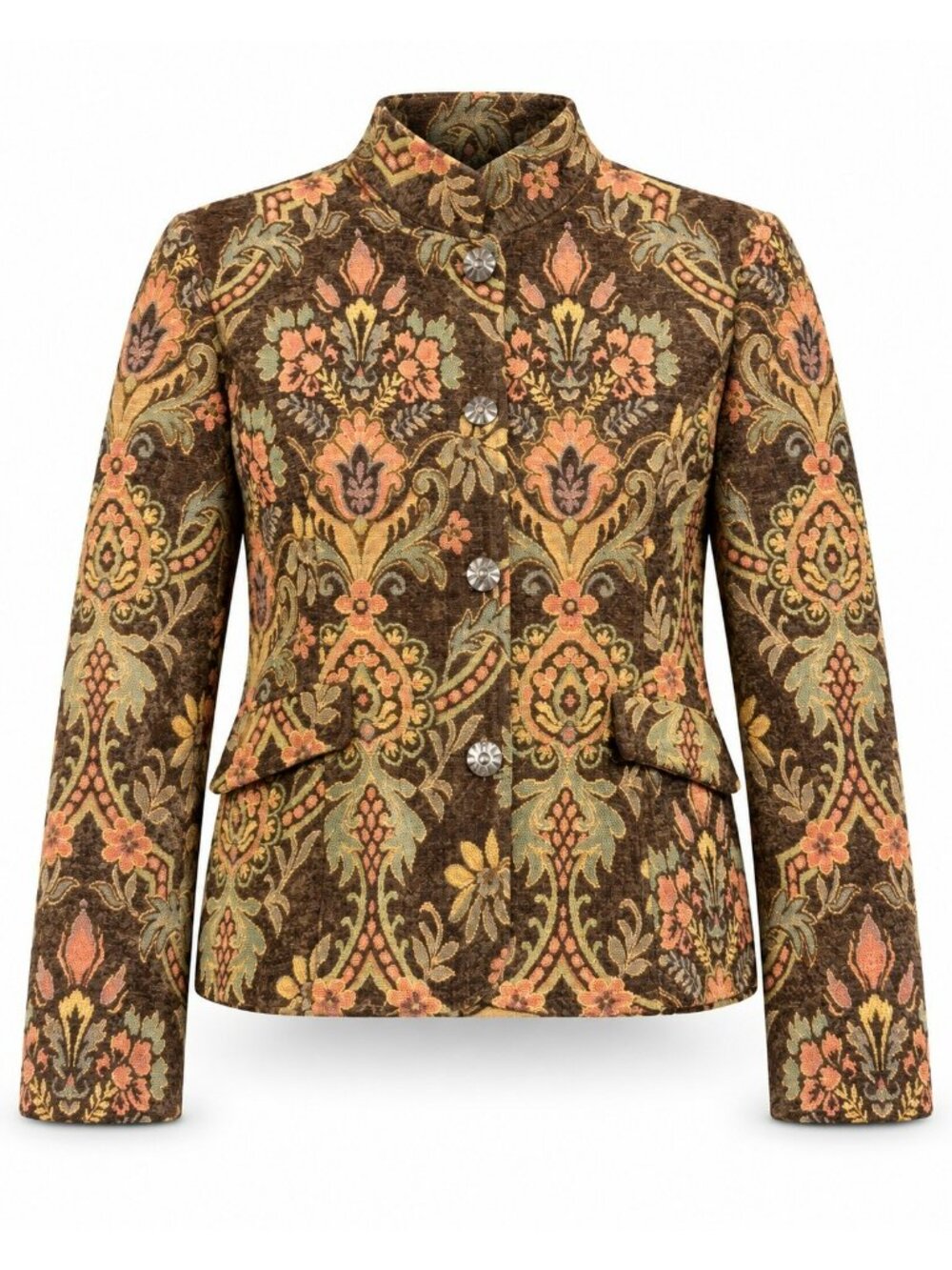 Flashback Blazer Jacket Womens S Paisley Tapestry Brown Boho Cottagecore Vintage